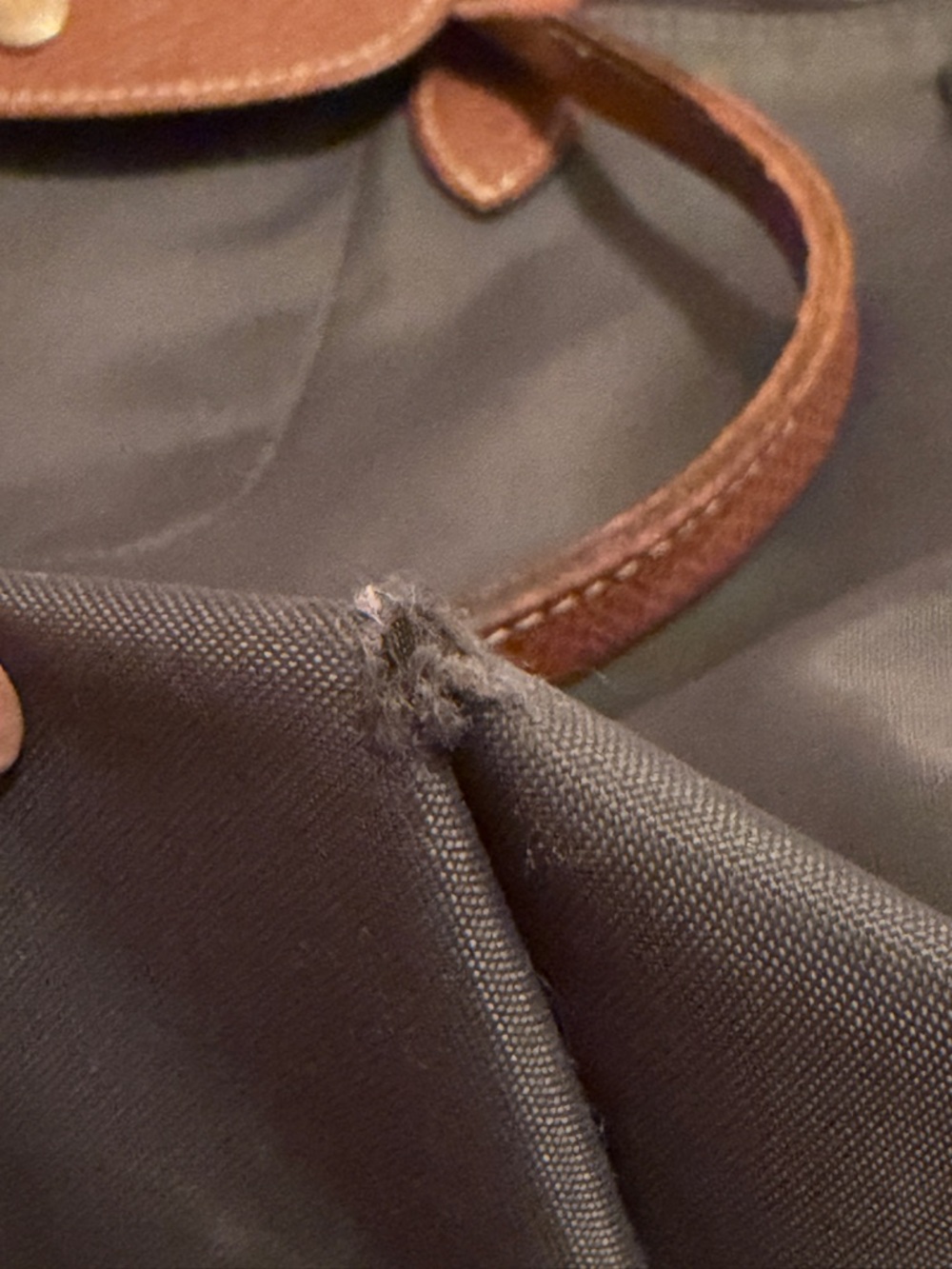 Longchamp Le Pliage Medium Nylon Tote – Brown Leather Trim - Picture 7 of 14